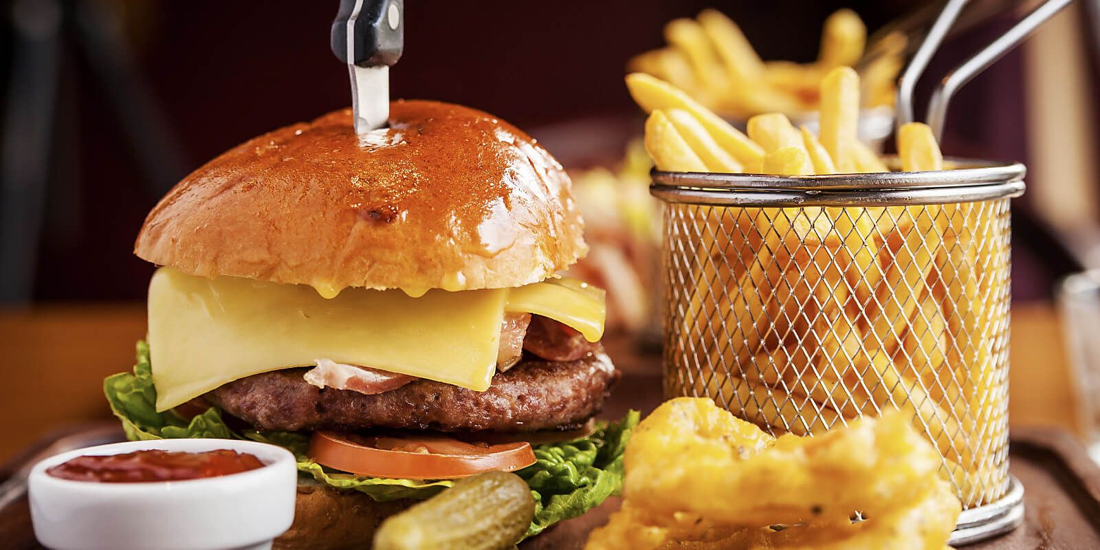 Burger and chips